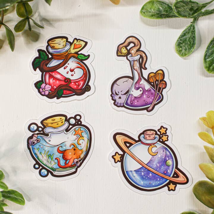 Pacote com 8 adesivos de poção - conjunto 1 por atacado de Nemissa's Northwood Arts