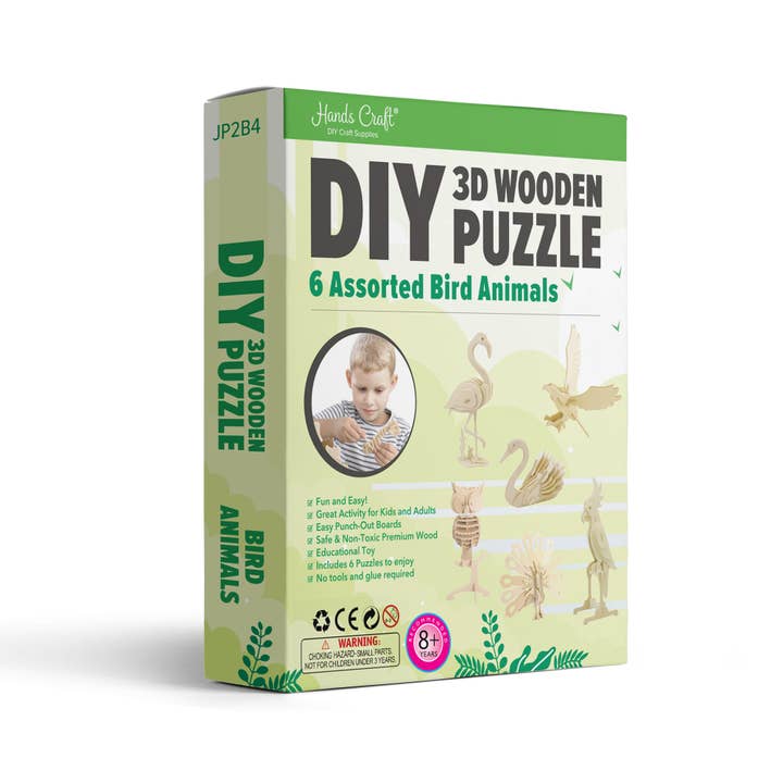 3D Wooden Puzzle Bundle Pack: Bird Animals for wholesale by Hands Craft