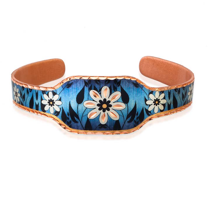 BTF 03 Blue Flower Artisan Bracelet for wholesale by COPPER ARTS INC.