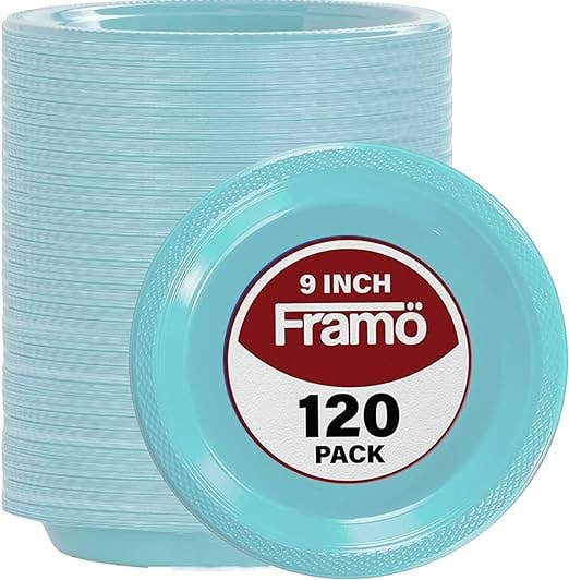 Framo – wholesale Disposable plate – 9 Inch Disposable light Blue Plastic Plates Bulk By Framo0