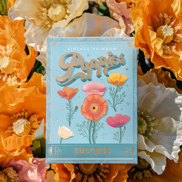To & From Gift Co. - Wholesale Plant Seeds - Vintage Rainbow Poppies (Success) - Floriography Seed Packet