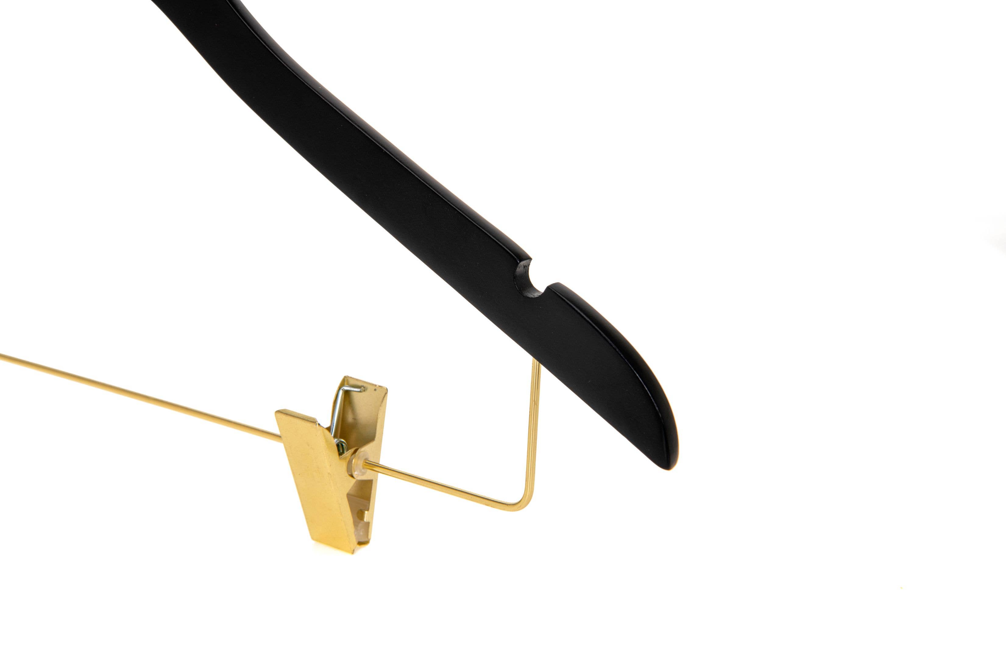 Quality Hangers – Cabides por atacado – WS73 Cabides Ultra Finos para Saias e Calças com Clipes Preto/dourado - 5 Unidades21