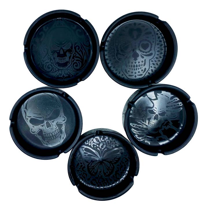 Novelty Closeout - Wholesale Ashtray - Smokezilla Black Ceramic Ashtray Assortment- 5/Pack