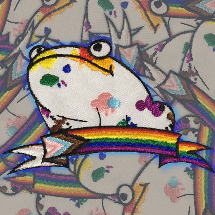 Écusson brodé Progress Pride Frog pour la vente par The Darks Art