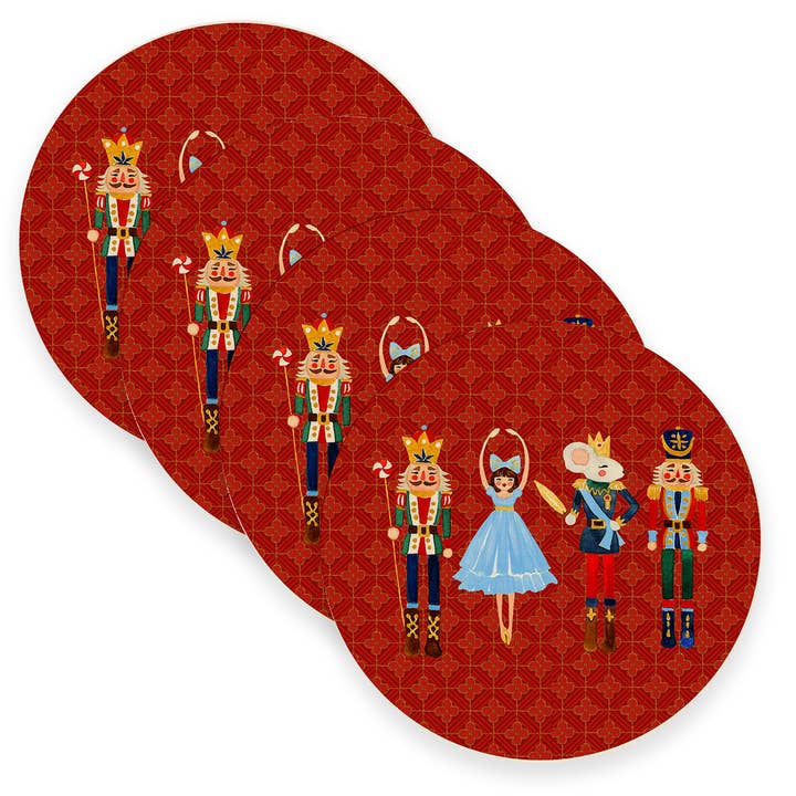 Marye-Kelley - Wholesale Placemat - Nutcracker on Red Linen Placemats2