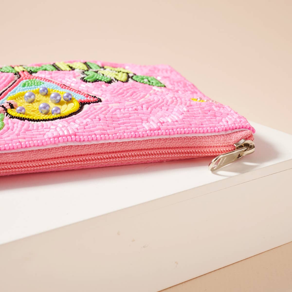 Multi Colored "Day Dinking" Beaded Coin Pouch for wholesale on Faire2