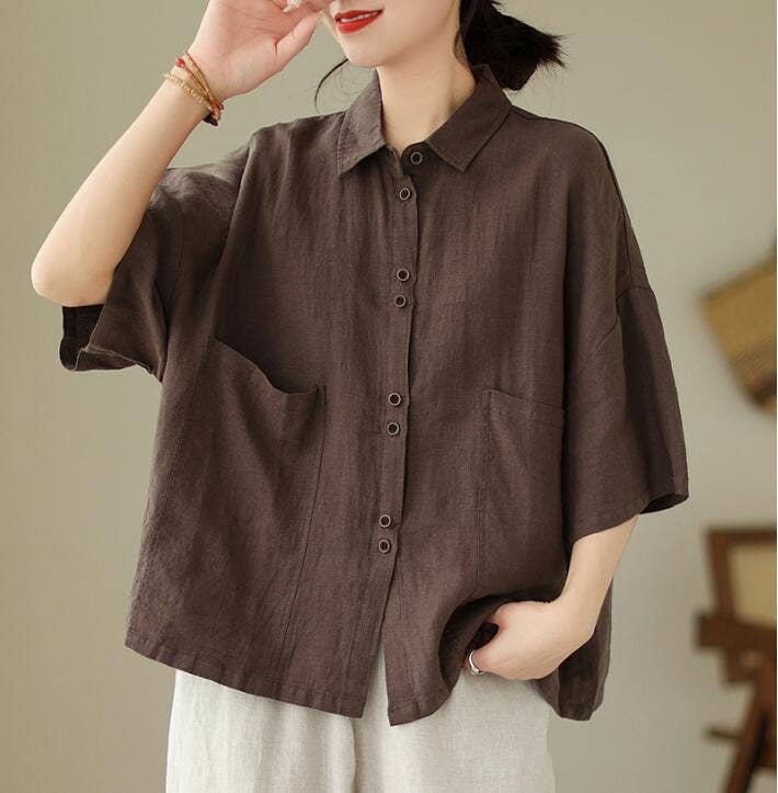 Whisper Mint - Wholesale Button Down Shirt - Women's - Casual Loose-Fit Shirt| Button-Up Overshirt Large Pockets0