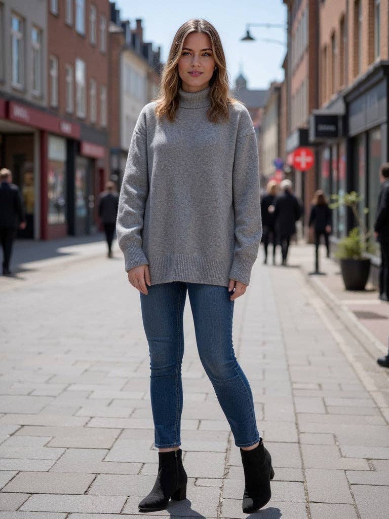 Marayn - Wholesale Knitted jumper – Women′s - Cozy Oversized Turtleneck Knit Sweater for FallWinter9