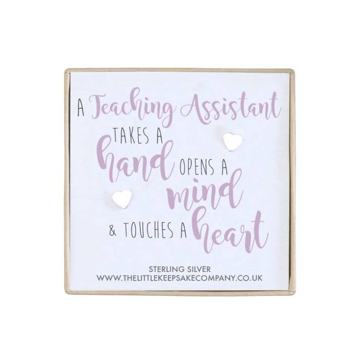 Sterling Silver Quote Earrings - A Teaching Assistant Takes A Hand for wholesale by The Little Keepsake Company