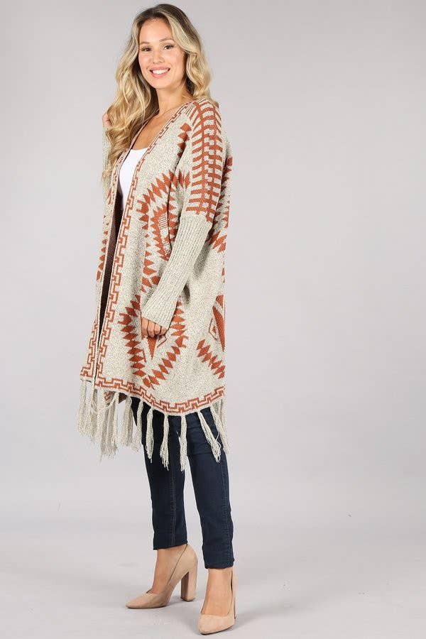 Oceanus Apparel - Vente Cardigan – femme - OUG10622-SP Cardigan en tricot poncho tribal à franges16