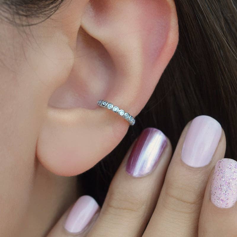 StockJWL – wholesale Cuff/wrap earrings – Compression Cartilage Earring Mini Thin Stone Ear Cuff  Gold Silver6