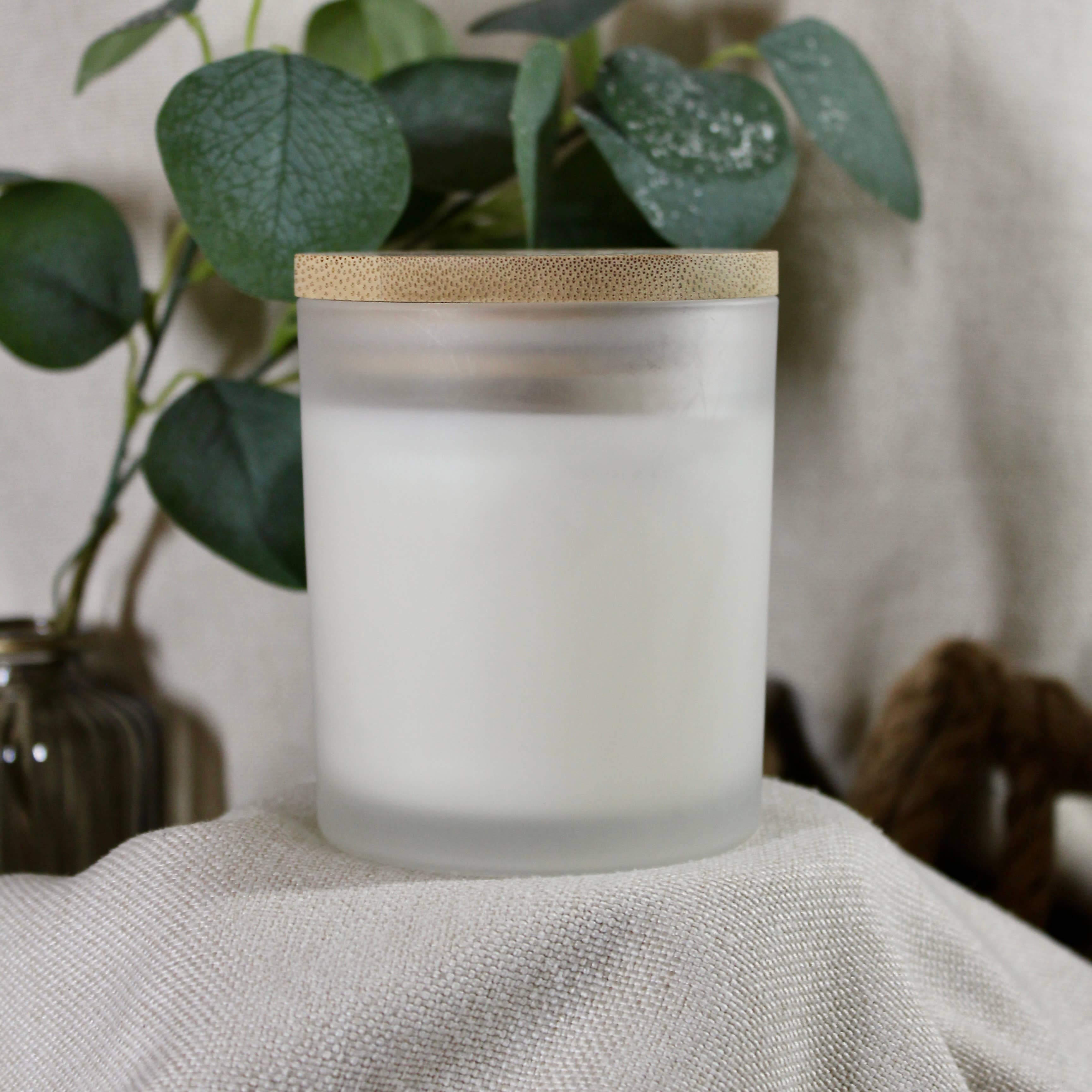 Eunoia Candle Co. - Wholesale Jar/Filled Candle - White Label Soy Candle (Unbranded) 8 oz Glass Jar+ Wood Wick1