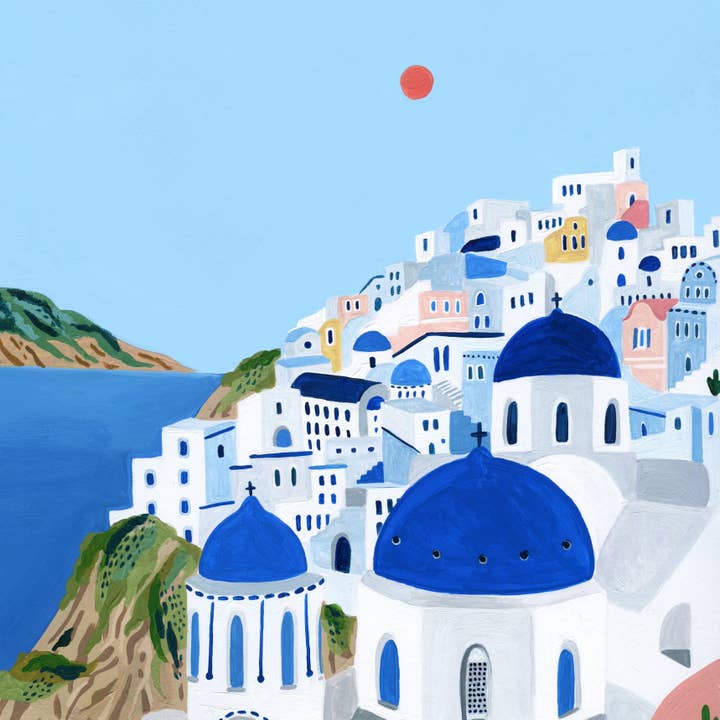 Amber Davenport Art - Wholesale Art Print - Santorini, Greece Travel Art Print - Unframed
