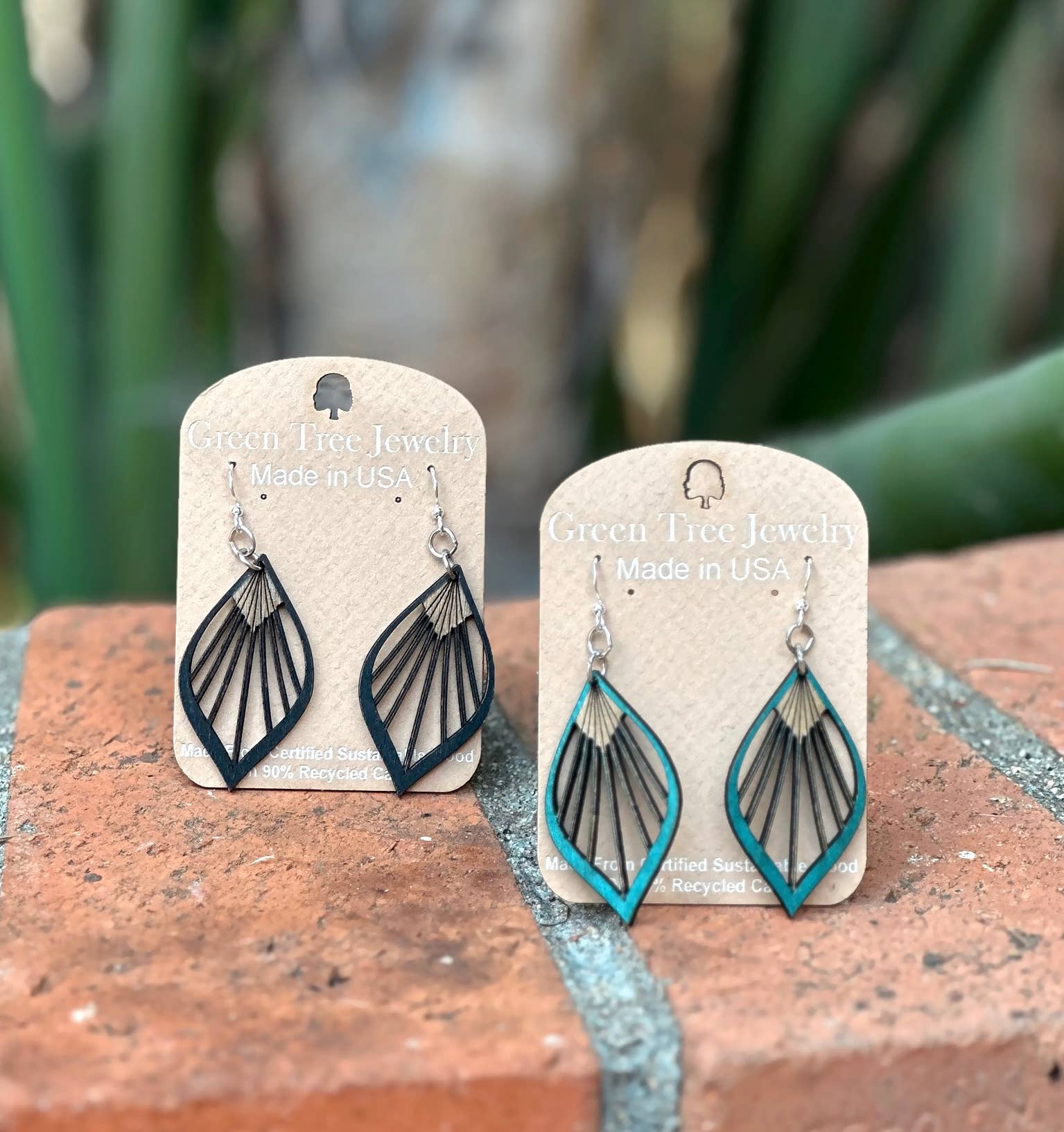 Green Tree Jewelry – wholesale Dangle earrings – Fan Leaf Palm Earrings5