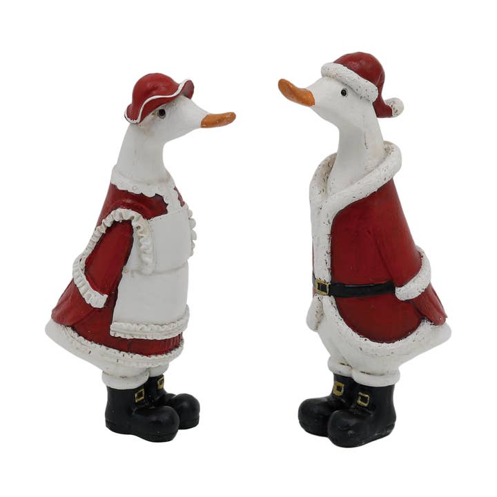 Transpac - Wholesale Christmas Decoration - Resin Santa & Mrs. Claus Duck Figurines Christmas Decor0