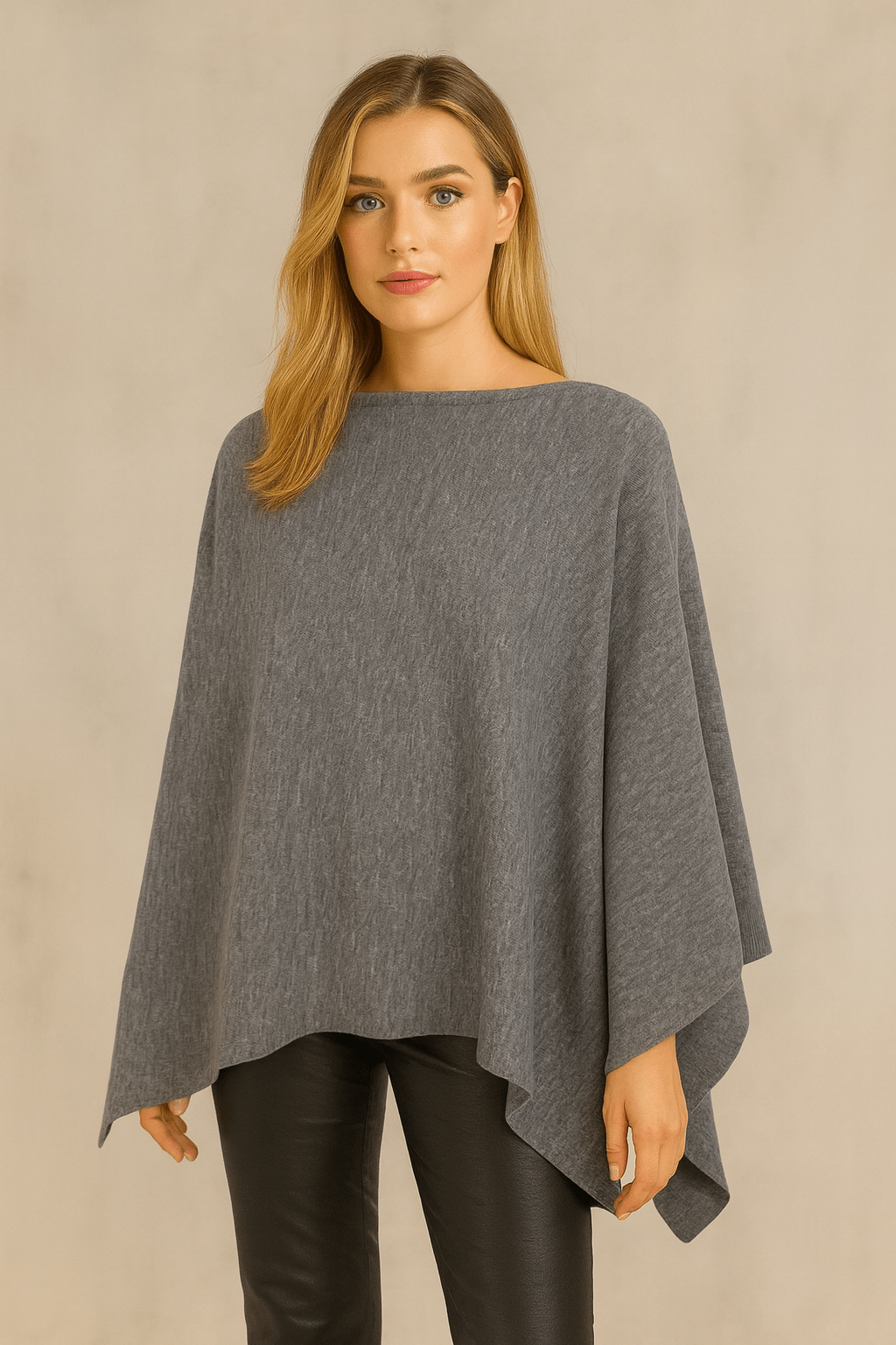 MiMi Wholesale - Wholesale Poncho - Women's - CCP320056 Juney Soft Classic Knit Poncho Ruana35