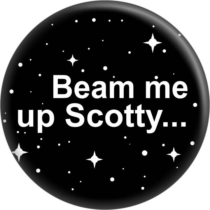 Square Deal Recordings & Supplies - Wholesale Lapel Pin/Button - Pin-on Button - 1.5 Inch - Star Trek - "Beam Me Up Scotty"