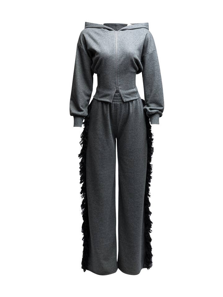 Hoodie jacket and side tassel pants set for wholesale by K Too
