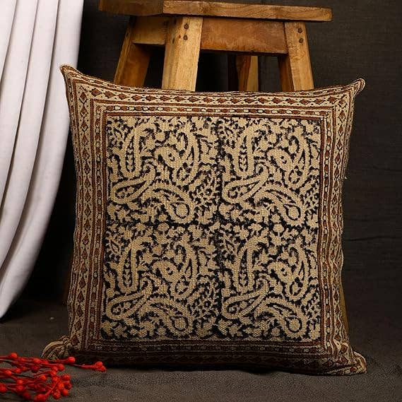 Bagru-Siyah Begar Block Print Block Print Cotton Cushion Cover 1 for wholesale by Gulab Homes