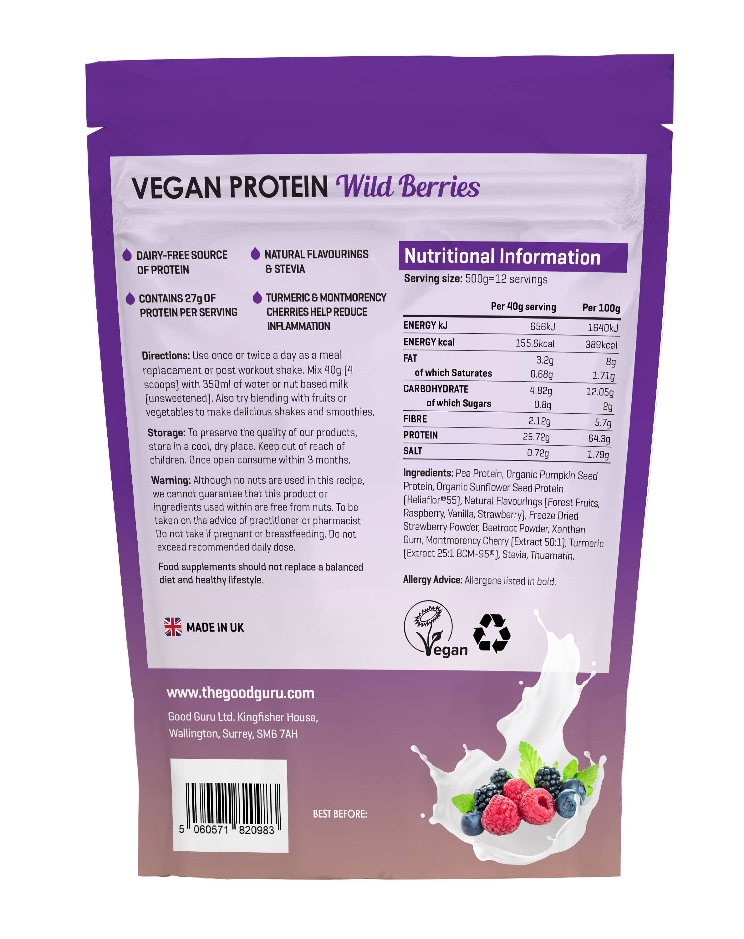 The Good Guru – Engroshandel Protein-/superfoodpulver – Vegan proteinpulver med vilde bær1