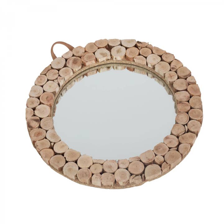 High crafty – wholesale Wall mirror – Round Wooden Mirror with Hook – Bohemian Eucalyptus Wood Wal3