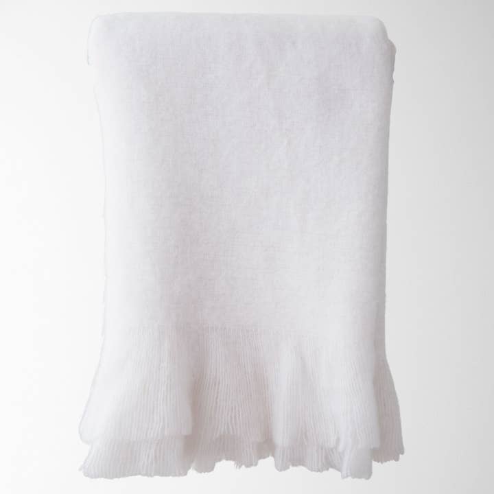 White Adley Faux Mohair Throw Blanket – Soft, Cozy, and Stylish for wholesale on Faire1