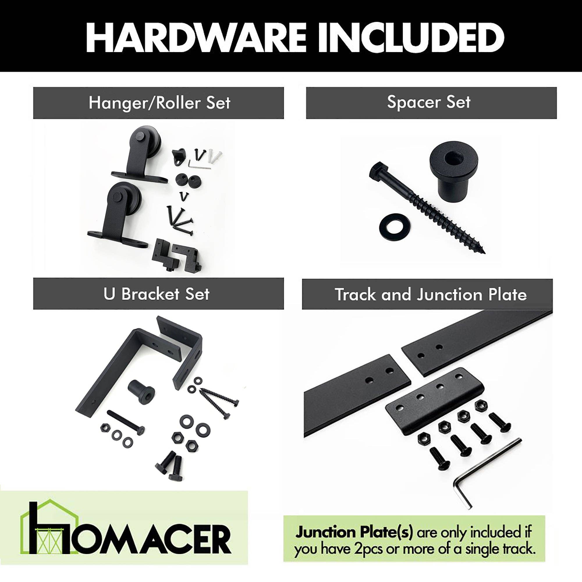 Homacer INC - Wholesale Knob/Pull - Double Track U-Shape Bypass Sliding Barn Door Hardware Kit - T-Shape Design Roller3