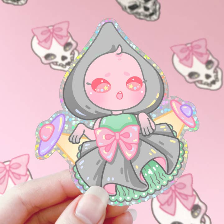 Kawaii Cryptids-serie: Flatwoods Monstersticker voor wholesale door Black Serotonin