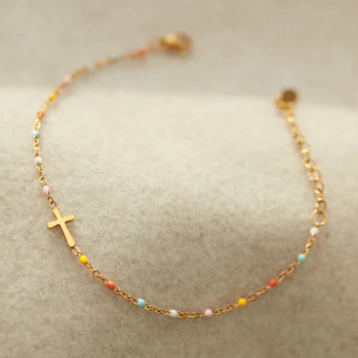 PULSERA CRUZ DORADA (AJUSTABLE) para venta al por mayor de Ashlen