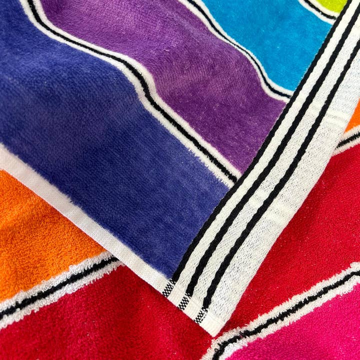 Multi Colored Rainbow Stripe Cotton Beach Towel - Luxury Soft Travel Towel for wholesale on Faire3