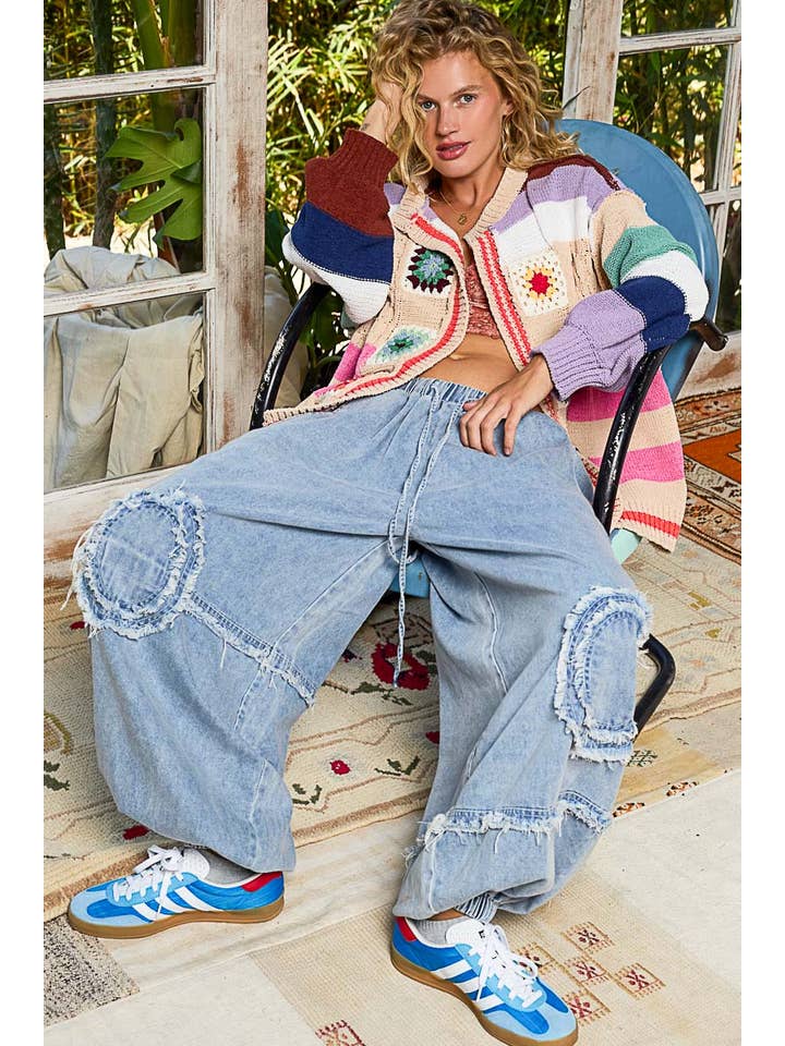 Pol Clothing - Wholesale Cardigan – Women’s - Balloon Sleeve Handmade Patch Open Cardigan10