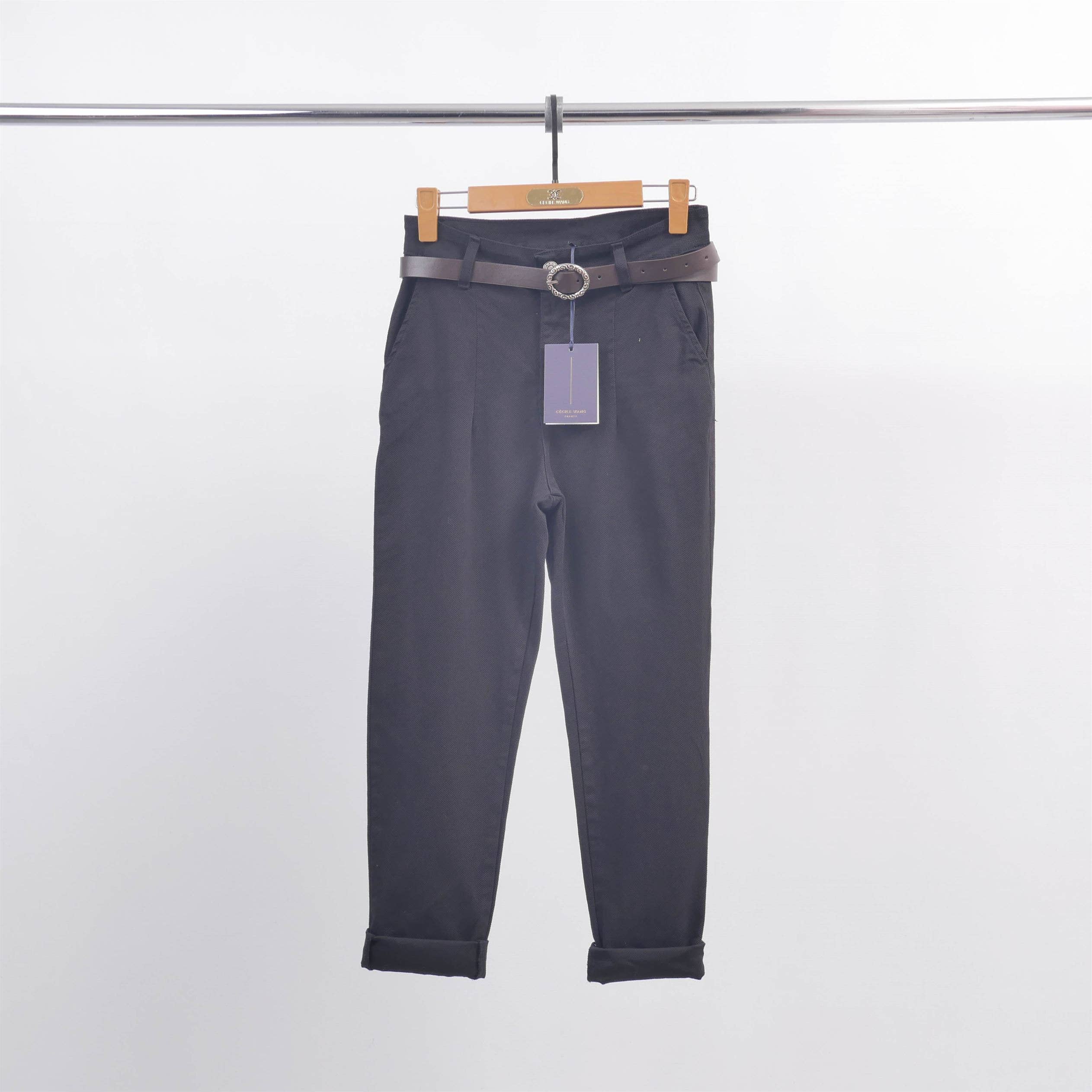 Cecile Wang – wholesale Pants – Women's – Textured belted chino pants CVA822663-40