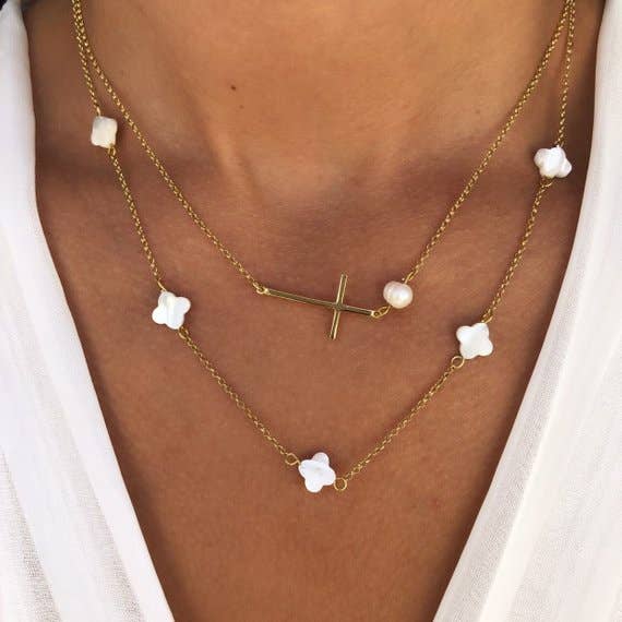 Christina Christi - Wholesale Pendant/Charm Necklace - Sideways Cross Necklace, Tiny Crosses Necklace,