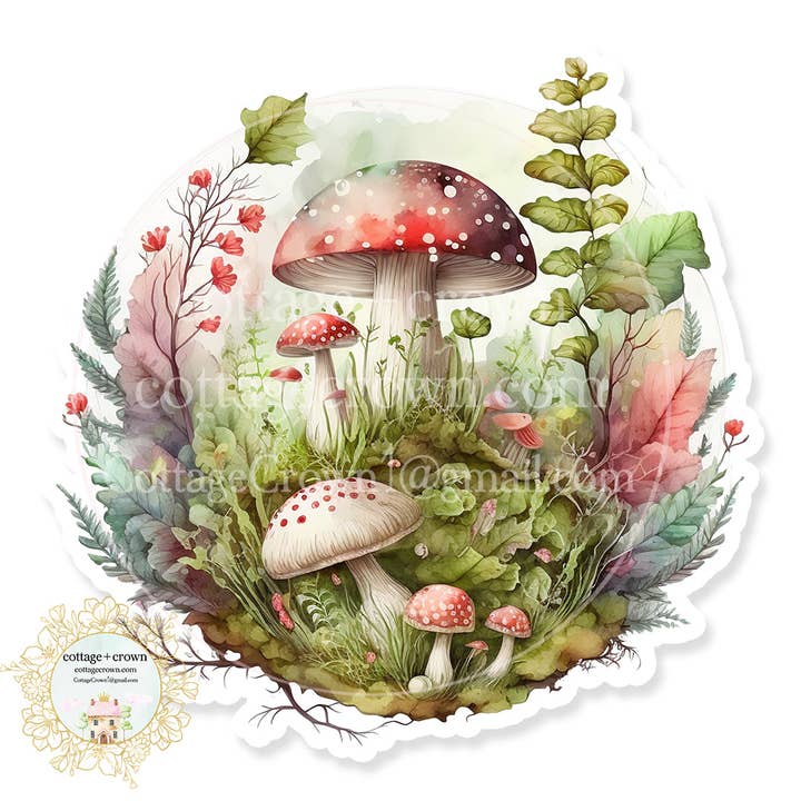 Mushrooms 10 Fairy Garden Vinyl Cottagecore Kindle Sticker for wholesale by cottage + crown