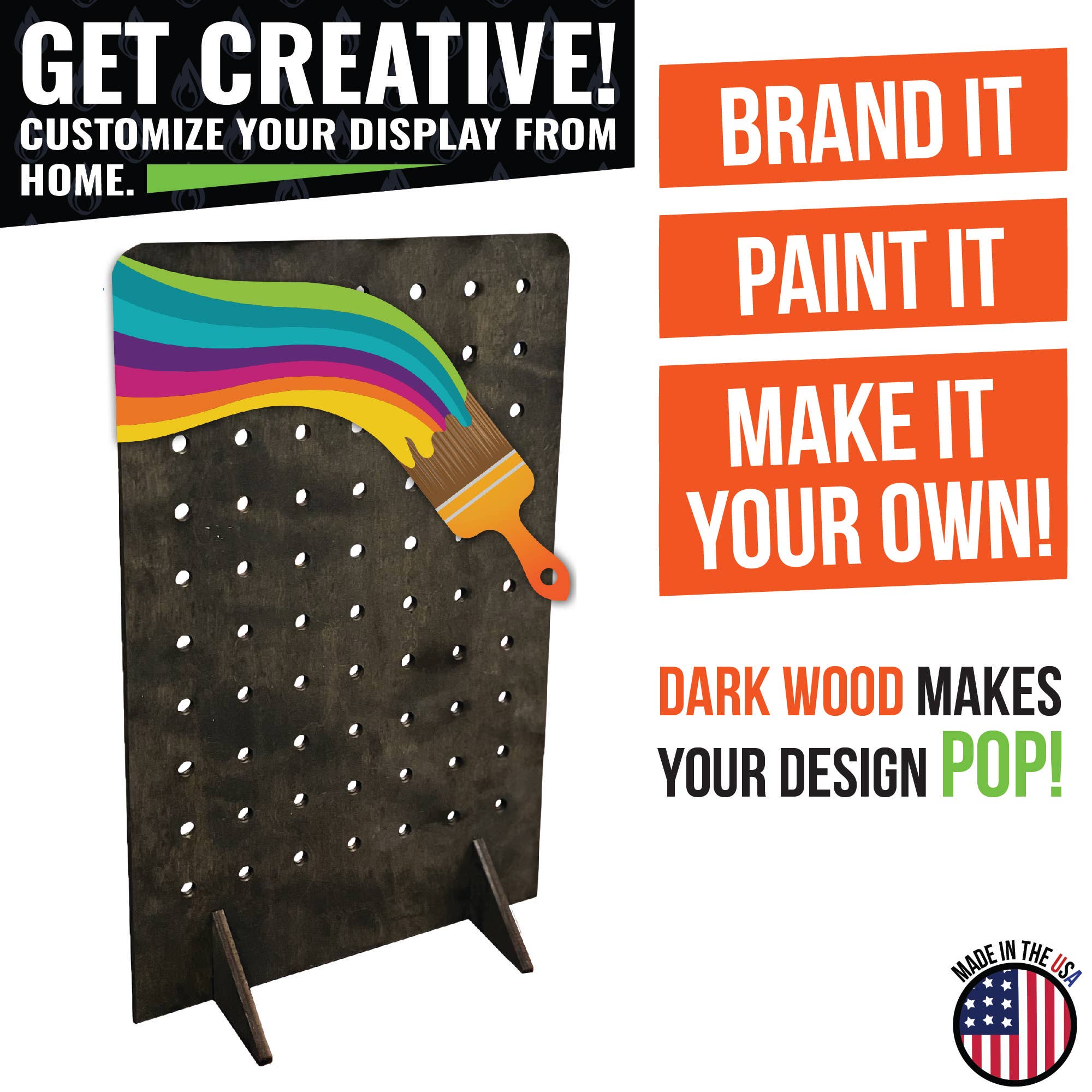 Torched Displays – wholesale Retailer display stand/case – Pegboard Display - Various Sizes and Colors22