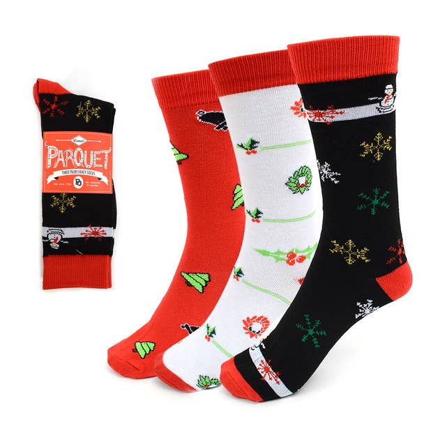 Kids Christmas Holidays Crew Socks 4-7 Yrs 3 Pairs Pack 
