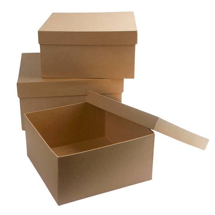 Factory Direct Craft - Wholesale Gift Box - Premade 3-Piece Nested Paper Mache Square Box Set