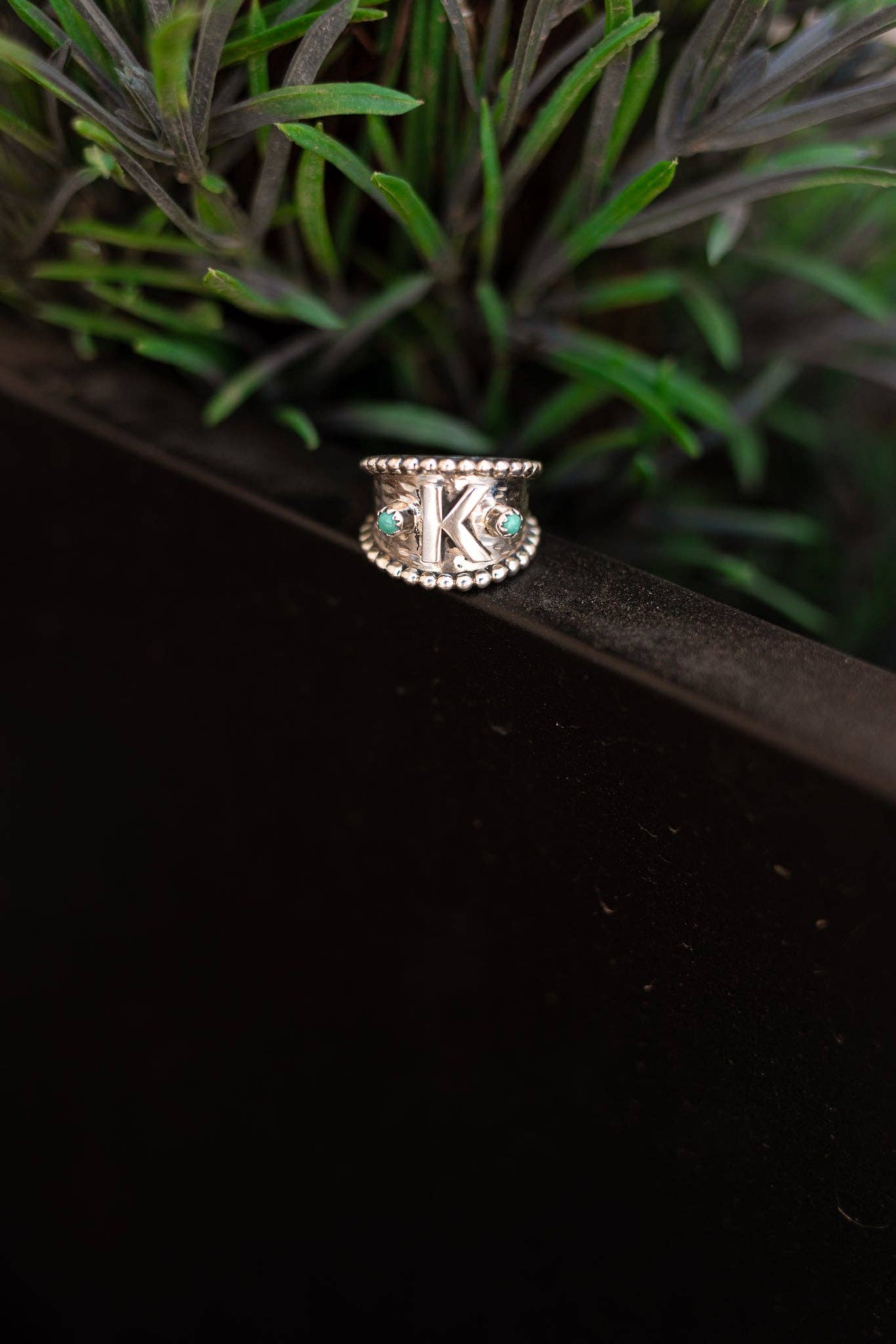 Turquoise Forever Yours Sterling Silver Initial Ring MADE TO ORDER for wholesale on Faire2