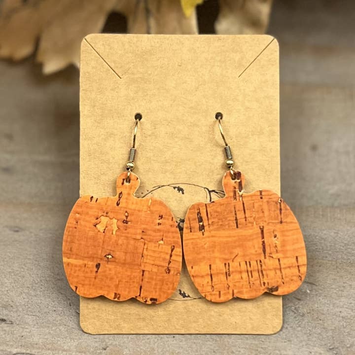 Bee Marie Market LLC - Wholesale Dangle Earrings - Handmade Fall Genuine Leather Pumpkin Earrings