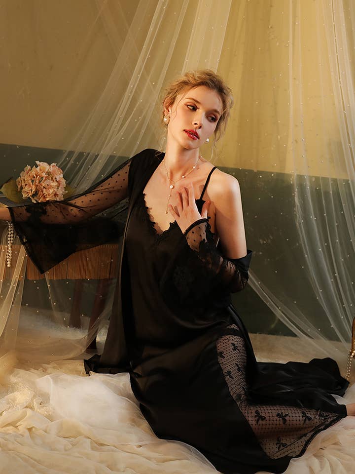 Sweetkama - Wholesale Robe – Women's - Lace Night Gown, Silk Robes,Bridal Party Robes,with babydoll41