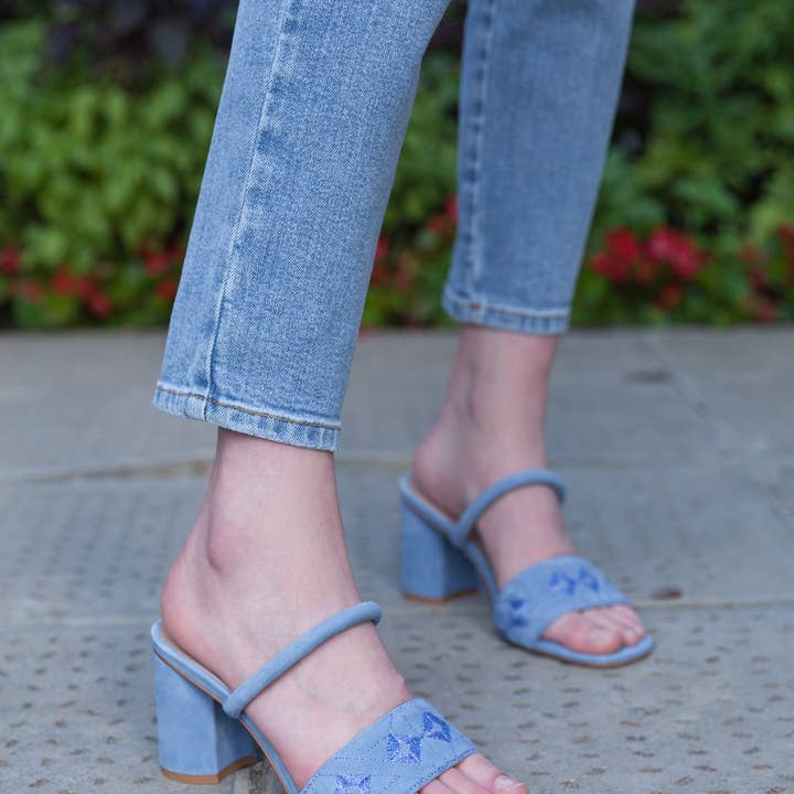 Quilted Diamond Mule 75 Steel Blue for wholesale by ATANA