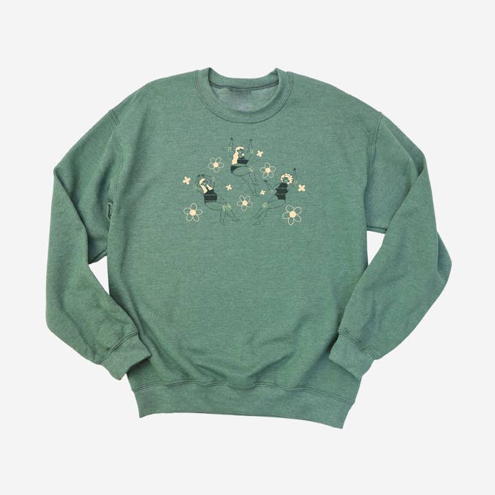 Flower Child Crewneck Sage Green for wholesale by Jack and Bec