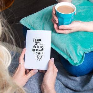 'Thank You For Being The Reason I Smile' Greetings Card for wholesale by Ellie Ellie LTD