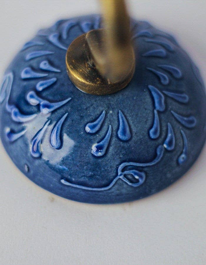 KNOBCO - Wholesale Wall Hook - Set of 6 Dark Blue Embossed Ceramic Round Wall Hook2