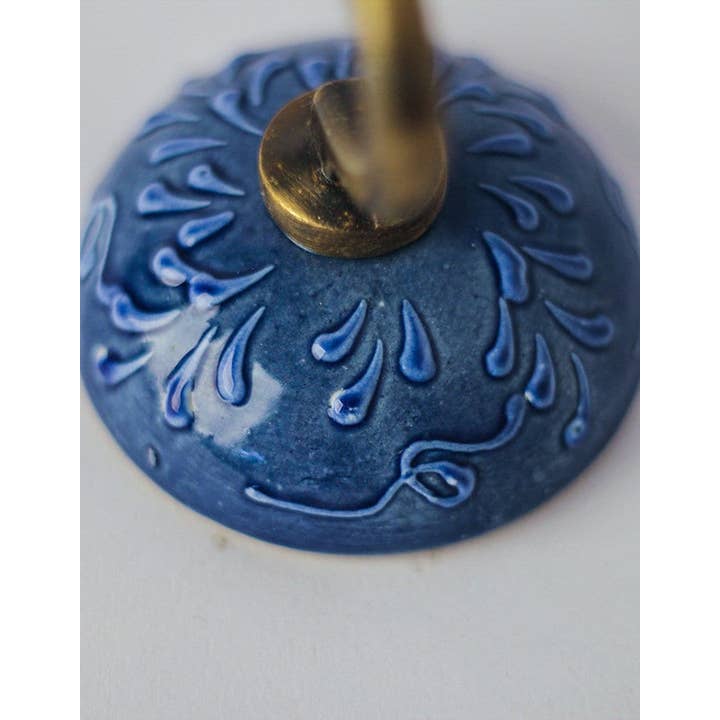 KNOBCO - Wholesale Wall Hook - Set of 6 Dark Blue Embossed Ceramic Round Wall Hook2