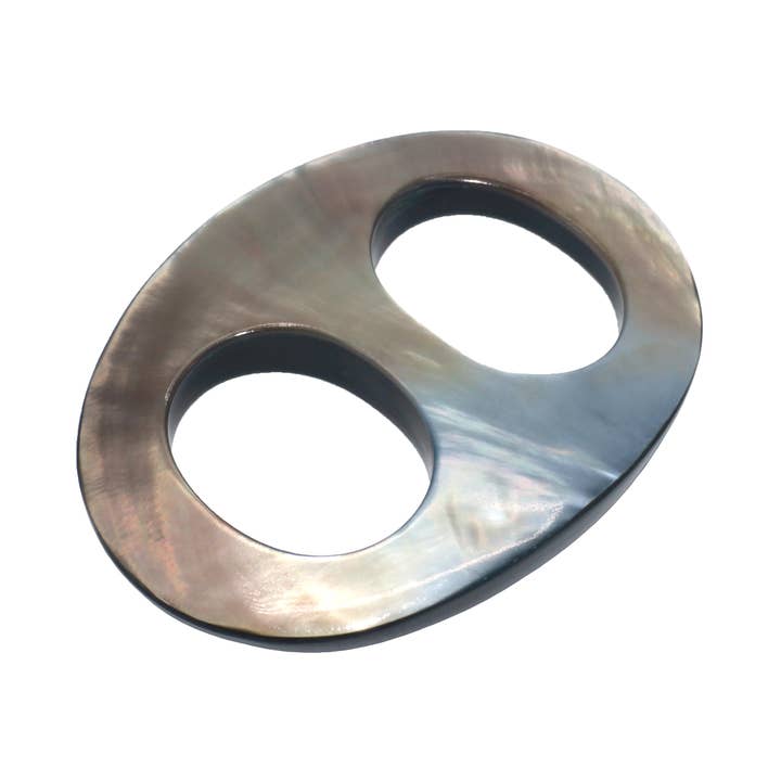 Anne B. Accessories – Großhandel Schal – Damen – Großer Schalring, Schalschnalle, Perlmutt, Horn, 6 cm x 4,5 cm