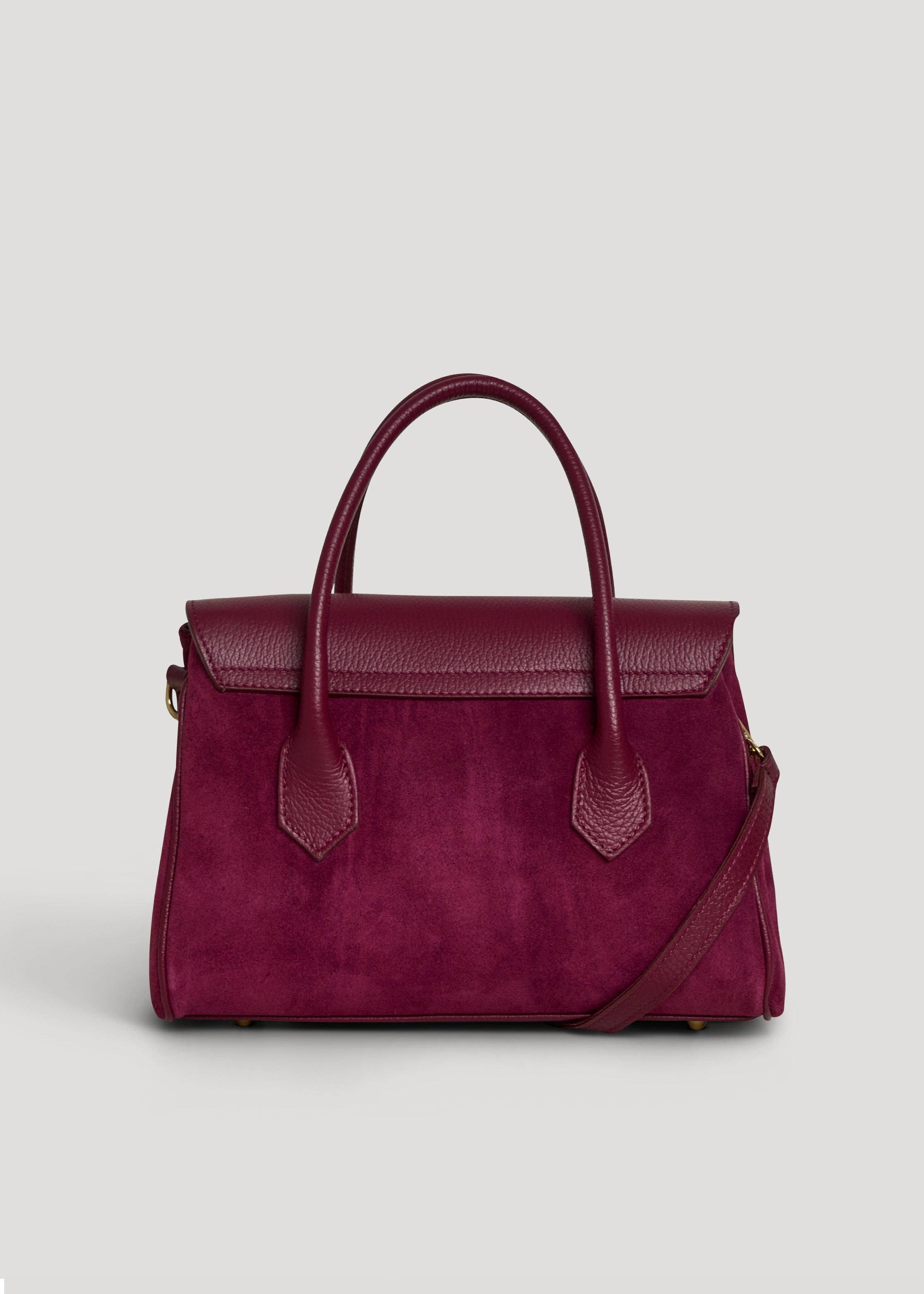 Prestige Milano – Großhandel Tragetasche – Damen – Cécile Tasche aus burgunderrotem Wildleder und Dollarleder3