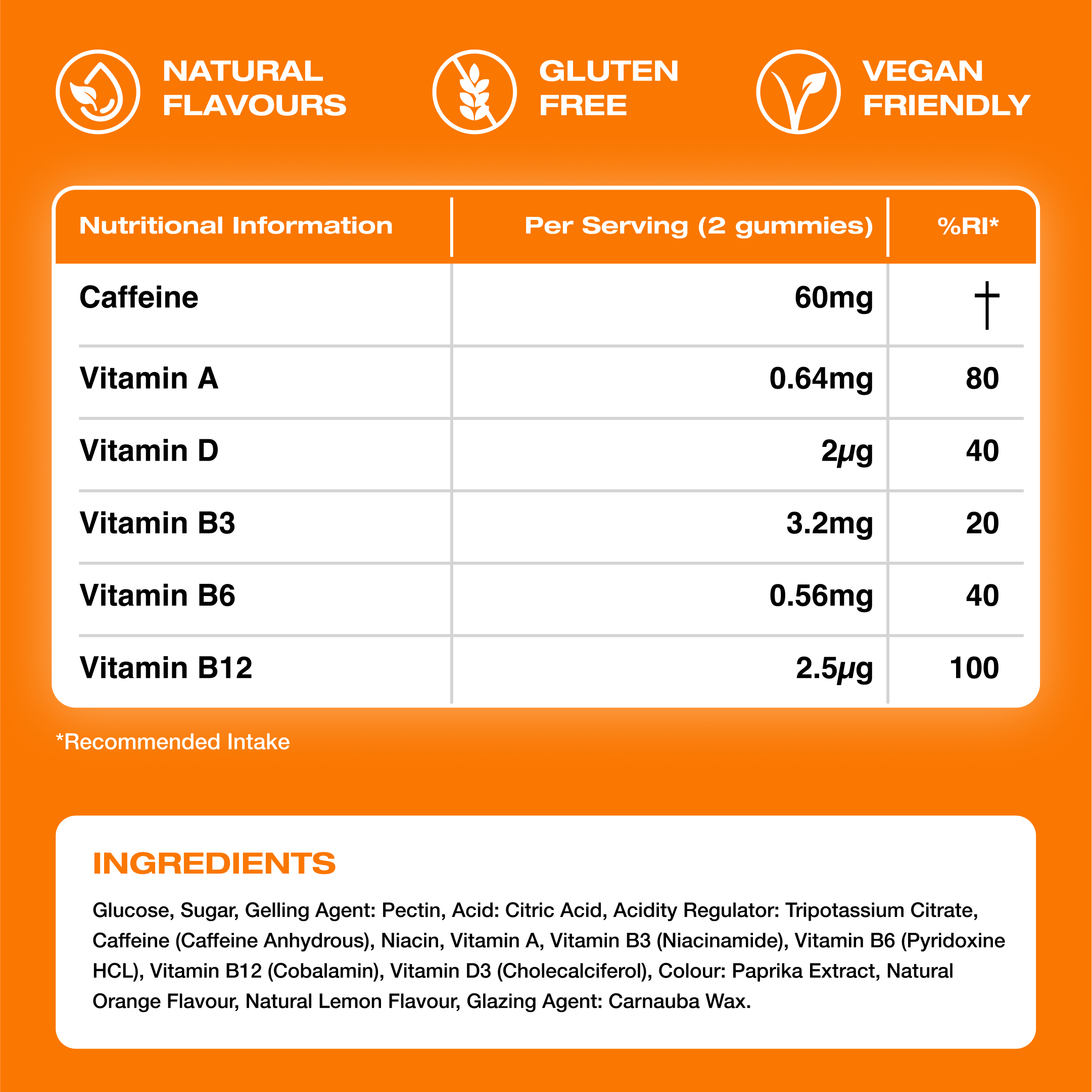 Energy Bytes – Suplemento/vitamina oral por atacado – Gomas de Cafeína Energy Bytes | Orange Crush | Pacote com 17
