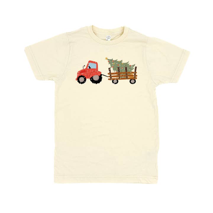 Camiseta Infantil de Navidad con Tractor Rojo para venta al por mayor de Sage & Soil