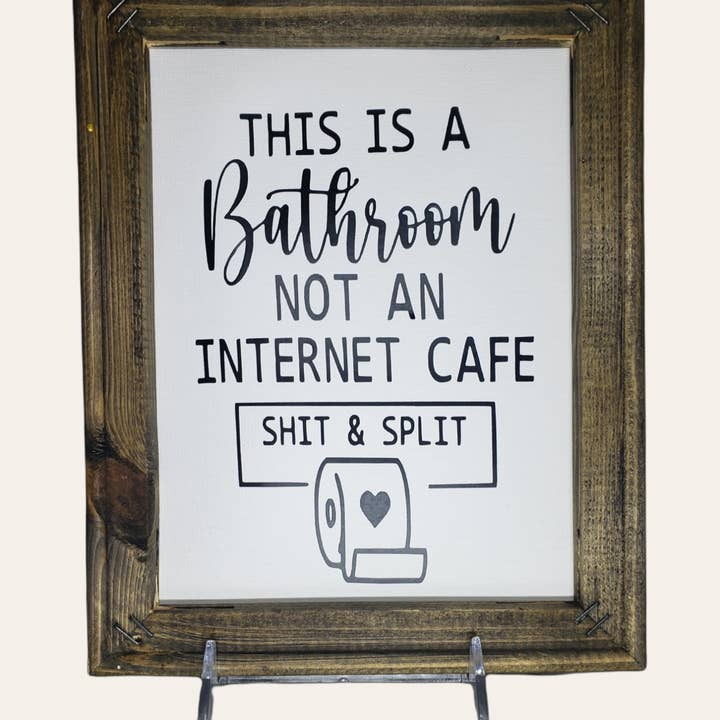 Reverse Canvas Bathroom Sign for wholesale by Mommas Craft Workshop